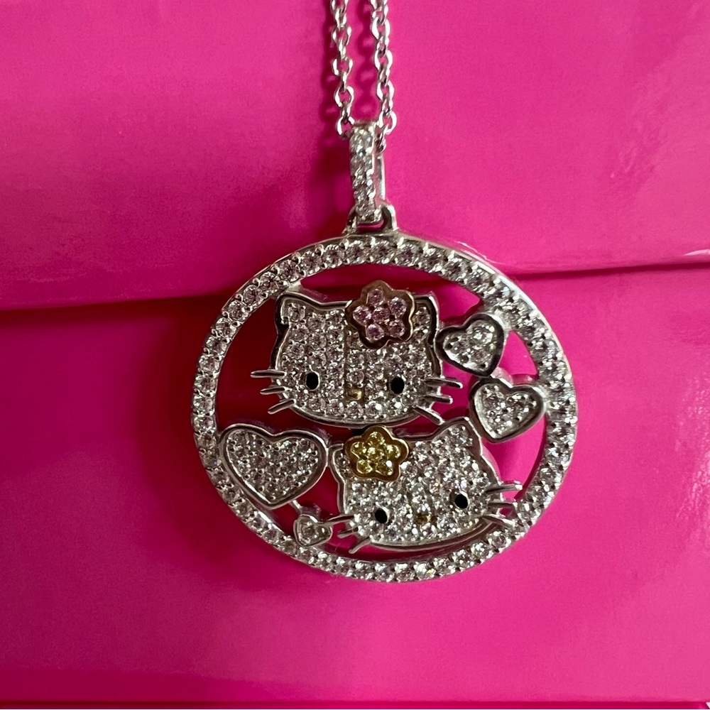 Vintage Hello Kitty Pink and Silver Pendant with Gift Box